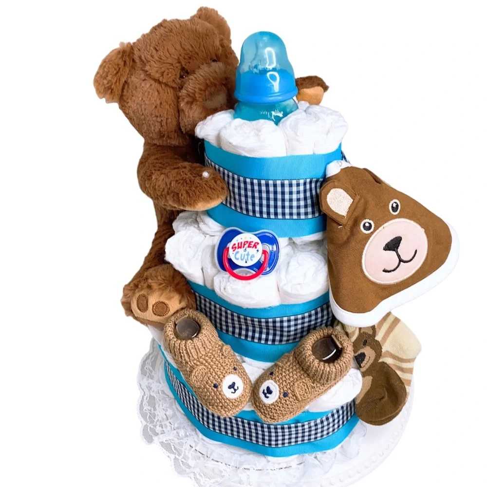 Teddy Bear Diaper Cake